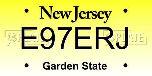 E97ERJ New Jersey License Plate