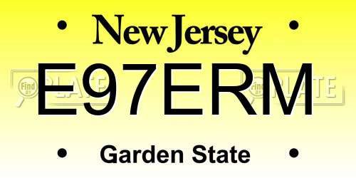 E97ERM New Jersey License Plate
