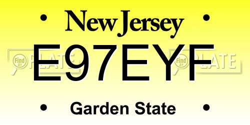 E97EYF New Jersey License Plate