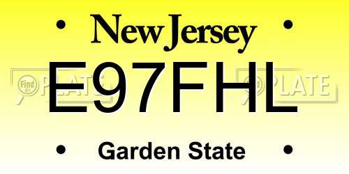 E97FHL New Jersey License Plate