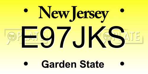 E97JKS New Jersey License Plate