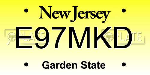 E97MKD New Jersey License Plate