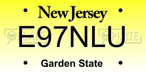 E97NLU New Jersey License Plate