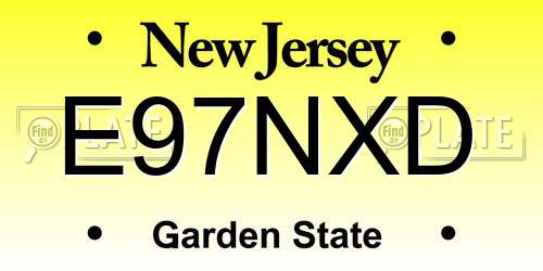 E97NXD New Jersey License Plate