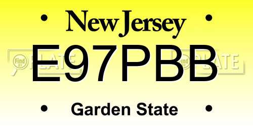 E97PBB New Jersey License Plate