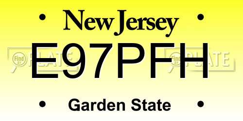 E97PFH New Jersey License Plate