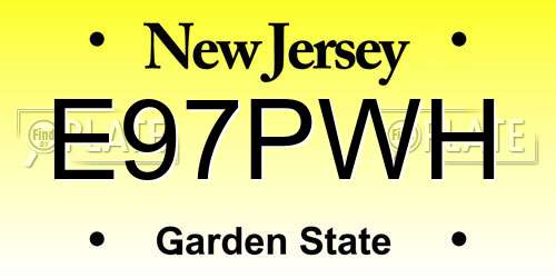 E97PWH New Jersey License Plate