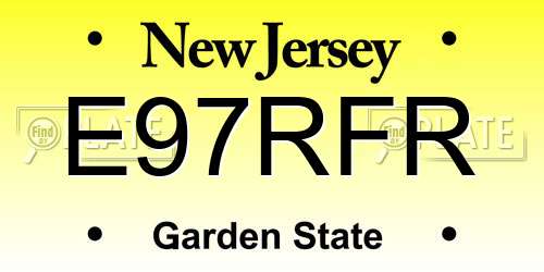 E97RFR New Jersey License Plate