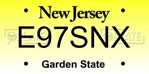 E97SNX New Jersey License Plate
