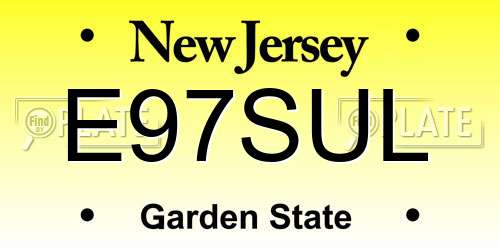 E97SUL New Jersey License Plate