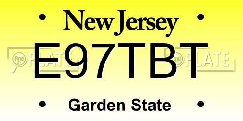 E97TBT New Jersey License Plate