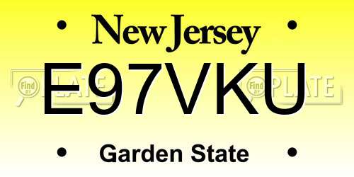 E97VKU New Jersey License Plate