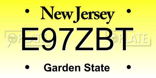 E97ZBT New Jersey License Plate