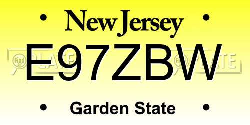E97ZBW New Jersey License Plate