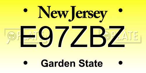 E97ZBZ New Jersey License Plate