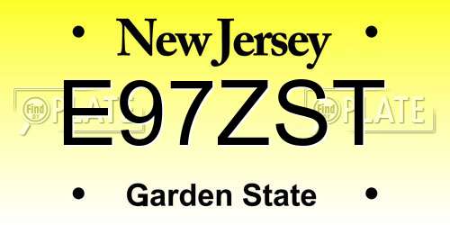 E97ZST New Jersey License Plate