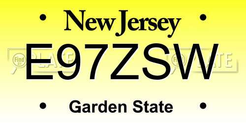 E97ZSW New Jersey License Plate