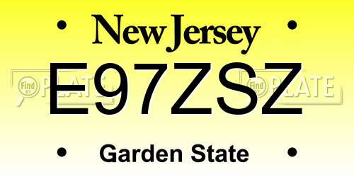 E97ZSZ New Jersey License Plate