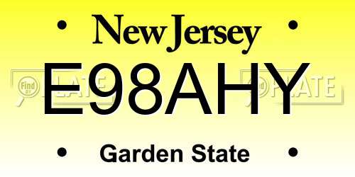 E98AHY New Jersey License Plate