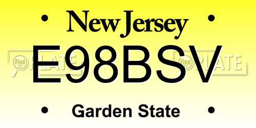 E98BSV New Jersey License Plate
