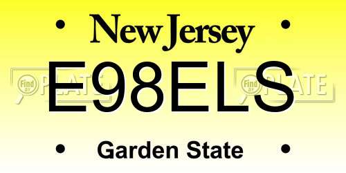 E98ELS New Jersey License Plate