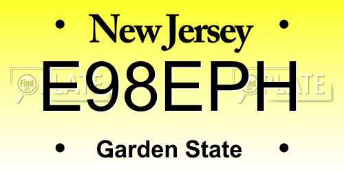 E98EPH New Jersey License Plate