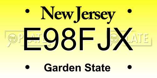 E98FJX New Jersey License Plate