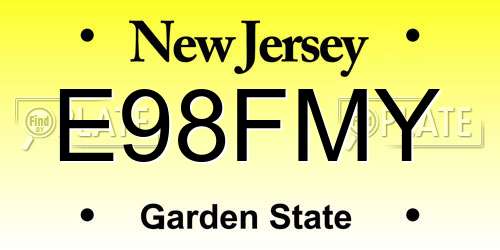 E98FMY New Jersey License Plate