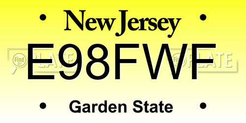 E98FWF New Jersey License Plate
