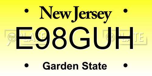 E98GUH New Jersey License Plate