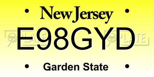 E98GYD New Jersey License Plate