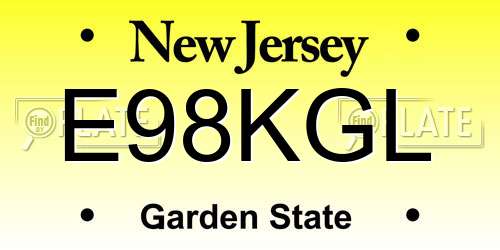 E98KGL New Jersey License Plate