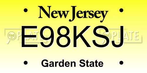E98KSJ New Jersey License Plate
