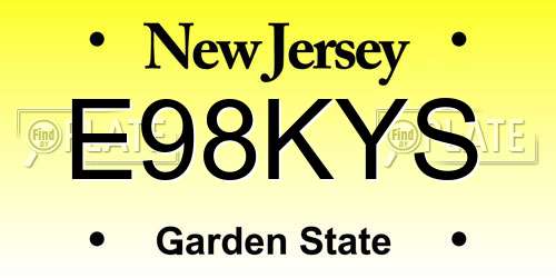 E98KYS New Jersey License Plate