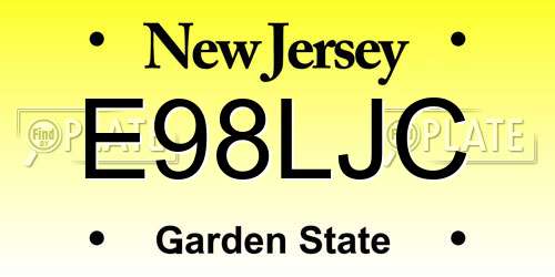 E98LJC New Jersey License Plate