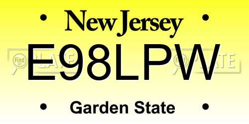 E98LPW New Jersey License Plate