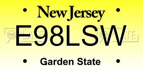 E98LSW New Jersey License Plate