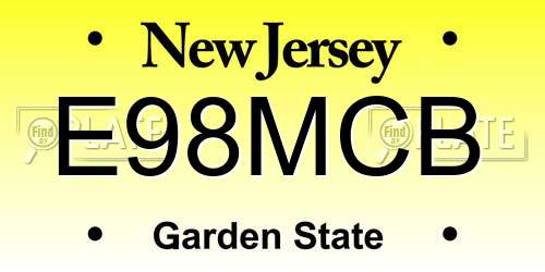 E98MCB New Jersey License Plate