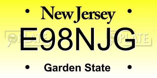 E98NJG New Jersey License Plate