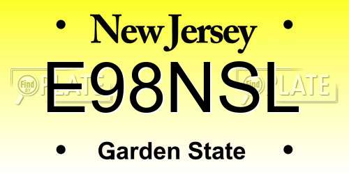 E98NSL New Jersey License Plate