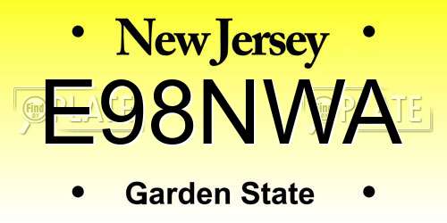 E98NWA New Jersey License Plate