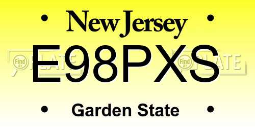 E98PXS New Jersey License Plate