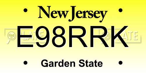 E98RRK New Jersey License Plate