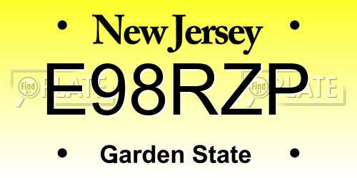 E98RZP New Jersey License Plate