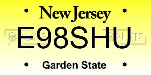 E98SHU New Jersey License Plate
