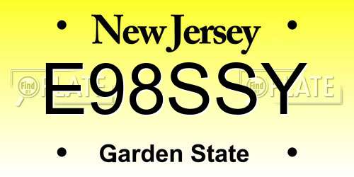 E98SSY New Jersey License Plate