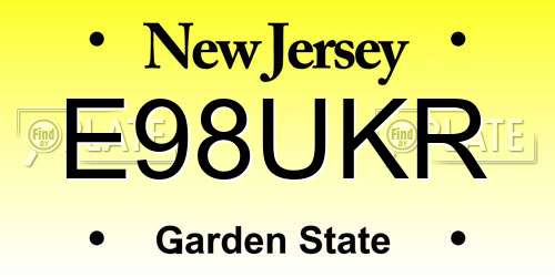 E98UKR New Jersey License Plate