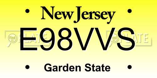 E98VVS New Jersey License Plate
