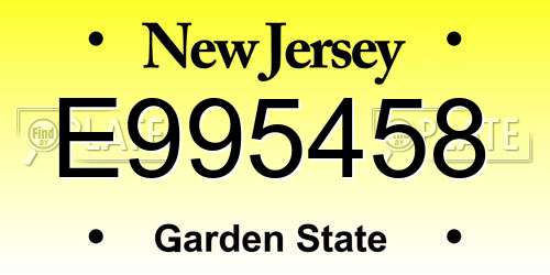 E995458 New Jersey License Plate