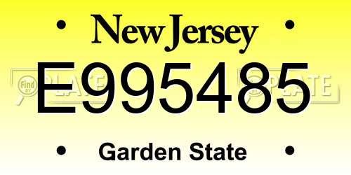 E995485 New Jersey License Plate